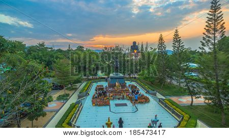 Sunset At Wat Huay Mongkol Temple