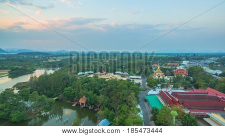 Sunset At Wat Huay Mongkol Temple