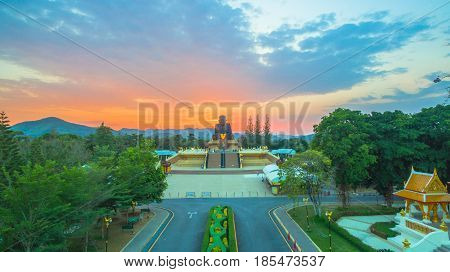 Sunset At Wat Huay Mongkol Temple