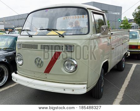 BERLIN - MAY 11: Small truck pickup Volkswagen Type 2 (T2) 26th Oldtimer-Tage Berlin-Brandenburg May 11 2013 Berlin Germany