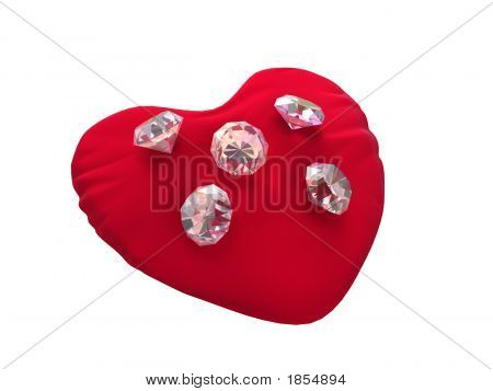 3D Diamonds On Red Velvet