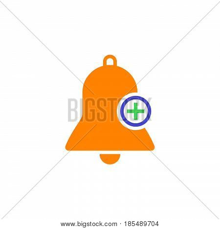 Bell With Plus Sign, Add Alarm Icon Vector, Solid Logo Illustration, Colorful Pictogram Isolated On