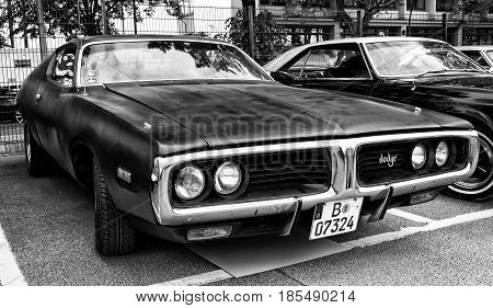 Berlin - May 11: A Mid-size Automobile Dodge Charger (b-body), Third Generation (black And White), 2