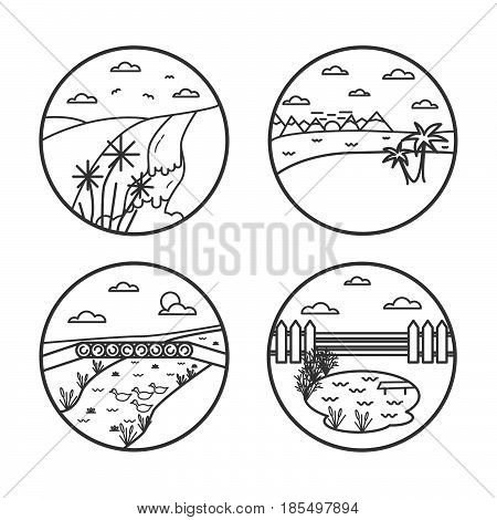 Landscape Line Vector Illustartion