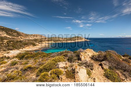 Turquoise Sea And Rocky Coastline At Revellata In Corsica