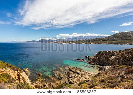 Turquoise Sea And Rocky Coastline At Revellata In Corsica