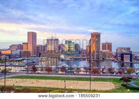 Inner Harbor Area In Downtown Baltimore