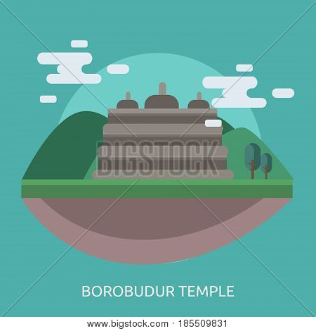 Borobudur Temple Conceptual Design Great flat illustration concept icon and use for travel, vacation, holiday and much more.