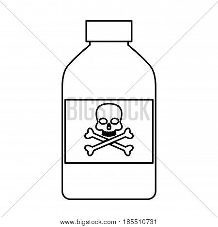 bottle poison chemical danger skull bone line vector illustration