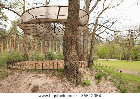 Gomel, Belarus - 30 April, 2017: A Beautiful Architectural Solution. Arbor Without Walls On The Basi