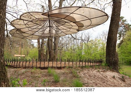 Gomel, Belarus - 30 April, 2017: A Beautiful Architectural Solution. Arbor Without Walls On The Basi