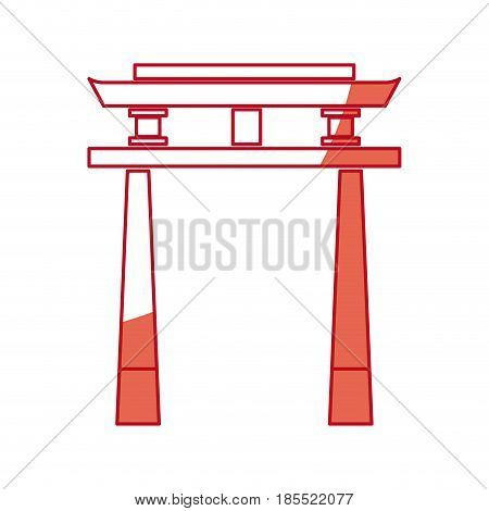 japanese gate monument antique culture shadow vector illustration