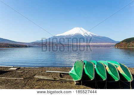 Mount Fuji and boat 