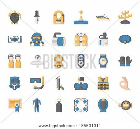 Diving Elements ,Thin Line and Pixel Perfect Icons