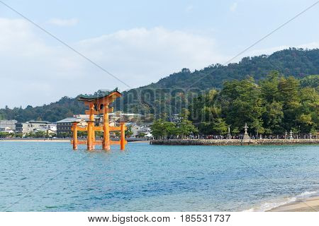 Giant floating Shinto torii gate of the Itsukushima Shrine