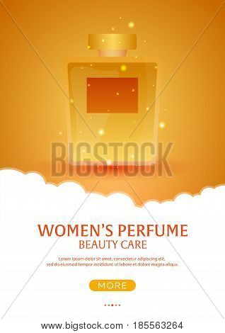 Perfume Bottle. Womens Perfume. Beauty Care. Template, Mockup For Ads, Magazine, Branding. Vector Il
