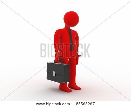One Depressed Person Stands Lonely. 3D Rendered. Illustration