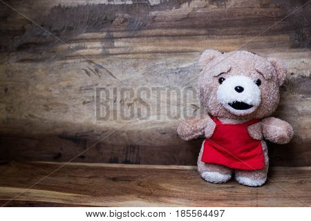 Teddy Bear Wood Background,alone ,baby ,background ,bear ,beautiful, birthday ,brown ,child ,childhood ,concept ,design, floo,r gift lonely,love