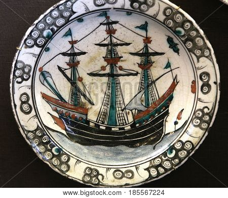 Turkish Iznik Ceramic In Ecouen Castle, France