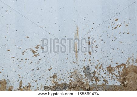White Wall Cement Dirty With Muddy Splashing