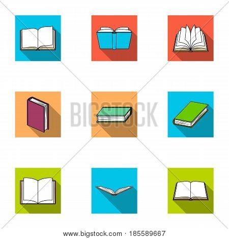 A set of pictures with books. Books, notebooks, studies. Books icon in set collection on flat style vector symbol stock web illustration.