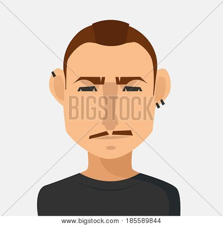 Man avatar icon in flat style. Male user icon. Cartoon man avatar. Vector stock.