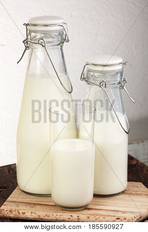 Milk Products - Tasty Healthy Dairy Products On A Table On: And