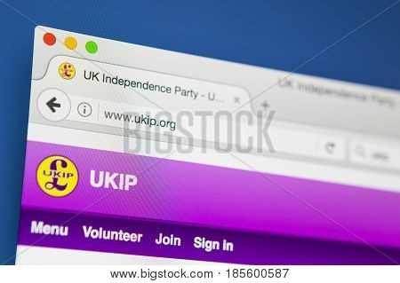 LONDON UK - APRIL 20TH 2017: The homepage of the official website for the UK Independence Party on 20th April 2017.