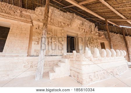 The tomb of Ukit Kan Lek Lok in the acropolis at Ek Balam in Mexico
