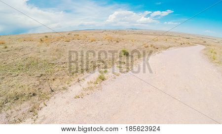 POV point of view - Weekend hiking at Paint Mines Interpretive Park in Colorado.