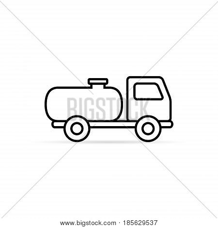 Fuel tanker truck outline icon. Simple silhouette vector illustration.