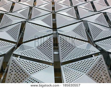 metal angular cladding on geometric modern steel building