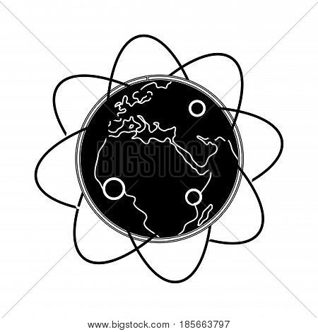 contour geostationary orbits around earth planet, vector illustration