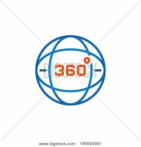 360 degrees view sign globe line icon outline vector logo illustration linear pictogram isolated on white