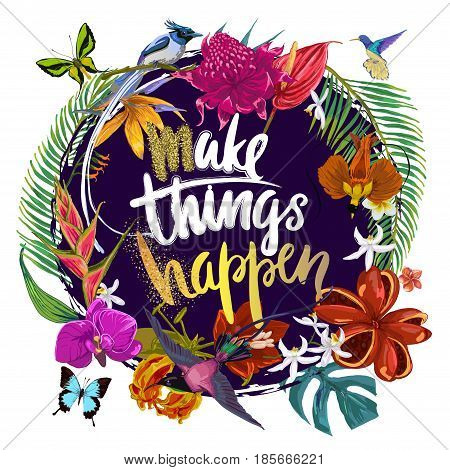 floral beautiful bright composition with exotic plants