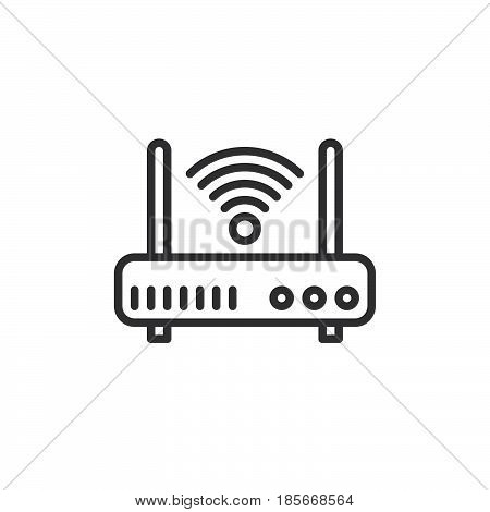Wifi internet router line icon outline vector sign linear style pictogram isolated on white. Symbol logo illustration. Editable stroke. Pixel perfect