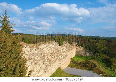 Ruins Of Fortification (bulwark). Medieval Rampart