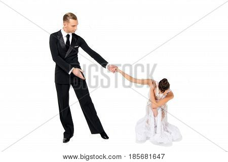 Ballrom Dance Couple In A Dance Pose Isolated On White Bachground