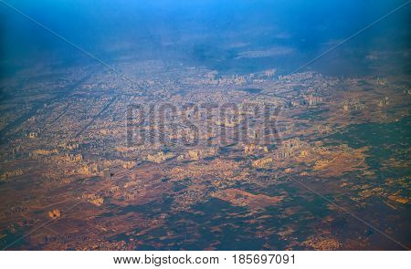 Indian Air Travel. Regulary Fields In Valley Of Foothills Of Himalayas