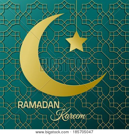 Ramadan Kareem holiday background with islamic symbols. Vector illustration.