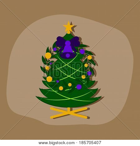 paper sticker on stylish background of Christmas fir wreath