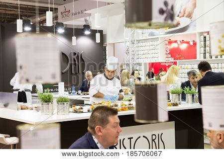 Cook Working At Tuttofood 2017 In Milan, Italy