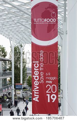 Sign At Tuttofood 2017 In Milan, Italy