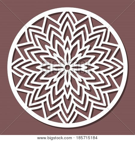 Vector Stencil Lacy Round Ornament Mandala With Carved Openwork Pattern. Template For Interior Desig