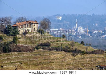 Winter landscape from the road to Montevecchia (Lecco Brianza Lombardy Italy)