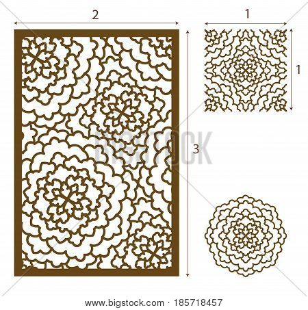 Vector Laser Cut Panel, The Seamless Pattern For Decorative Panel And Flower. Template For Interior