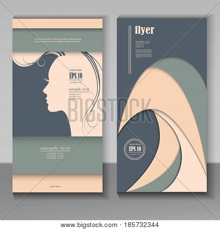 Business cards with beautiful woman faces for your design. Cosmetics shop haidresser or spa salon etc. Vector color drawing