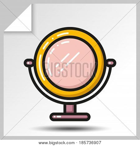 Beauty cosmetics icons-mirror. Vector Isolated flat colorful illustration.