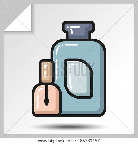 Beauty cosmetic bottles and nail polish icons. Vector Isolated flat colorful illustration.