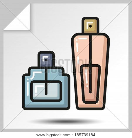 Beauty cosmetic spray deodorant perfume icons. Vector Isolated flat colorful illustration.